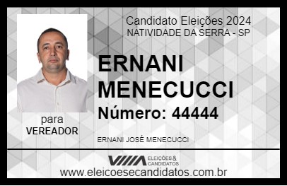 Candidato ERNANI MENECUCCI 2024 - NATIVIDADE DA SERRA - Eleições