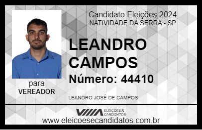 Candidato LEANDRO CAMPOS 2024 - NATIVIDADE DA SERRA - Eleições