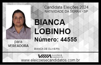 Candidato BIANCA LOBINHO 2024 - NATIVIDADE DA SERRA - Eleições