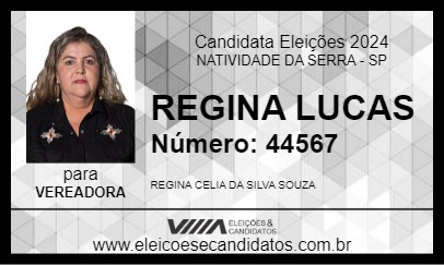 Candidato REGINA LUCAS 2024 - NATIVIDADE DA SERRA - Eleições