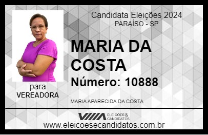 Candidato MARIA DA COSTA 2024 - PARAÍSO - Eleições