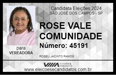 Candidato ROSE VALE COMUNIDADE 2024 - SÃO JOSÉ DOS CAMPOS - Eleições