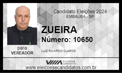 Candidato ZUEIRA 2024 - EMBAÚBA - Eleições