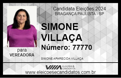 Candidato SIMONE VILLAÇA 2024 - BRAGANÇA PAULISTA - Eleições