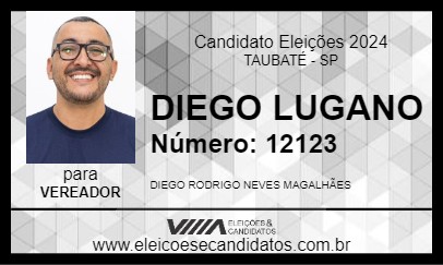 Candidato DIEGO LUGANO 2024 - TAUBATÉ - Eleições