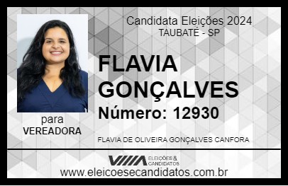 Candidato FLAVIA GONÇALVES 2024 - TAUBATÉ - Eleições