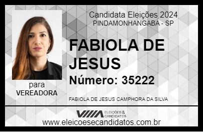 Candidato FABIOLA DE JESUS 2024 - PINDAMONHANGABA - Eleições