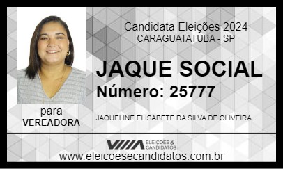 Candidato JAQUE SOCIAL 2024 - CARAGUATATUBA - Eleições