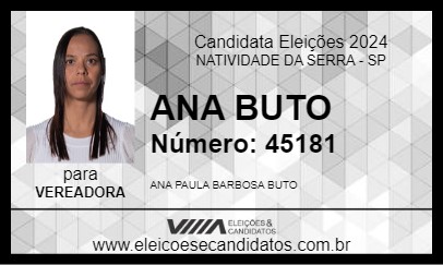 Candidato ANA BUTO 2024 - NATIVIDADE DA SERRA - Eleições