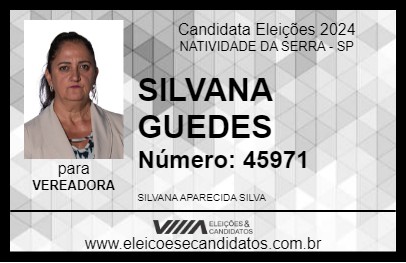 Candidato SILVANA GUEDES 2024 - NATIVIDADE DA SERRA - Eleições