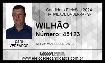 Candidato WILHÃO 2024 - NATIVIDADE DA SERRA - Eleições