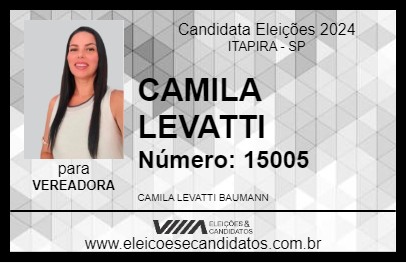 Candidato CAMILA LEVATTI 2024 - ITAPIRA - Eleições