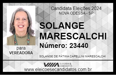 Candidato SOLANGE MARESCALCHI 2024 - NOVA ODESSA - Eleições