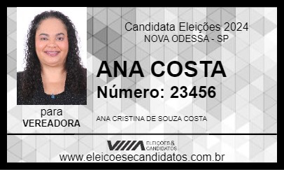 Candidato ANA COSTA 2024 - NOVA ODESSA - Eleições