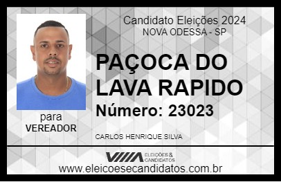 Candidato PAÇOCA DO LAVA RAPIDO 2024 - NOVA ODESSA - Eleições