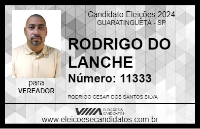 Candidato RODRIGO DO LANCHE 2024 - GUARATINGUETÁ - Eleições