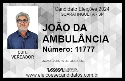 Candidato JOÃO DA AMBULÂNCIA 2024 - GUARATINGUETÁ - Eleições