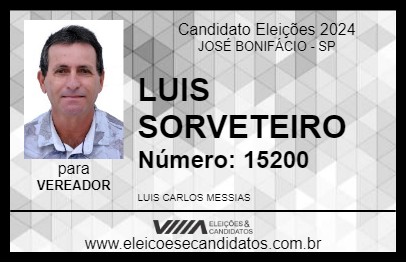 Candidato LUIS SORVETEIRO 2024 - JOSÉ BONIFÁCIO - Eleições