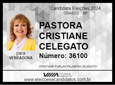 Candidato PASTORA CRISTIANE CELEGATO 2024 - OSASCO - Eleições