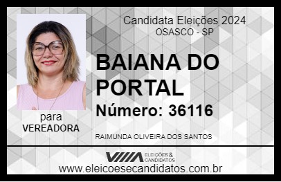 Candidato BAIANA DO PORTAL 2024 - OSASCO - Eleições