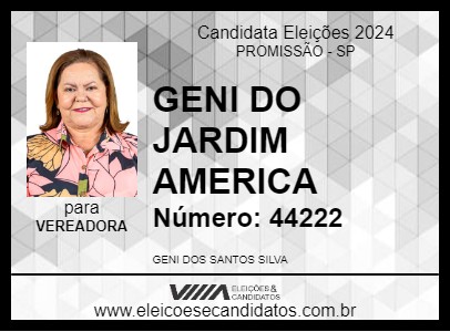 Candidato GENI DO JARDIM AMERICA 2024 - PROMISSÃO - Eleições