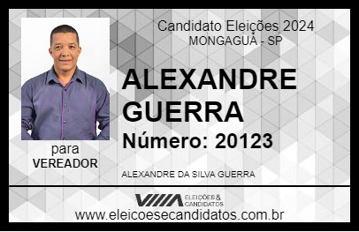 Candidato ALEXANDRE GUERRA 2024 - MONGAGUÁ - Eleições