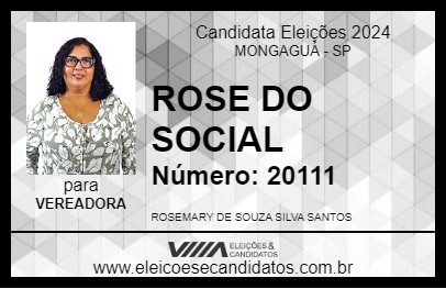 Candidato ROSE ASSISTENTE SOCIAL 2024 - MONGAGUÁ - Eleições