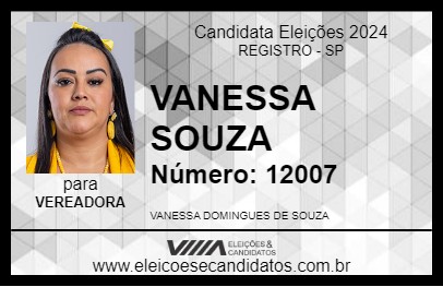 Candidato VANESSA SOUZA 2024 - REGISTRO - Eleições