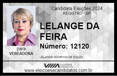 Candidato LELANGE DA FEIRA 2024 - REGISTRO - Eleições