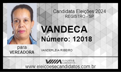 Candidato VANDECA 2024 - REGISTRO - Eleições