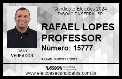 Candidato RAFAEL LOPES PROFESSOR 2024 - TABOÃO DA SERRA - Eleições