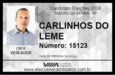 Candidato CARLINHOS DO LEME 2024 - TABOÃO DA SERRA - Eleições