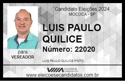 Candidato LUIS PAULO QUILICE 2024 - MOCOCA - Eleições