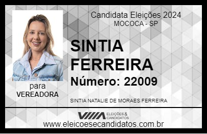 Candidato SINTIA FERREIRA 2024 - MOCOCA - Eleições