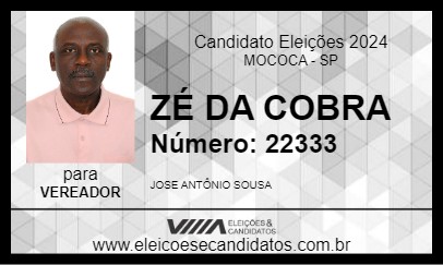 Candidato ZÉ DA COBRA 2024 - MOCOCA - Eleições