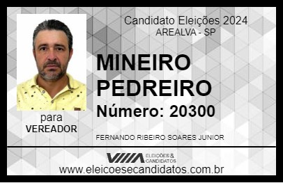 Candidato MINEIRO PEDREIRO 2024 - AREALVA - Eleições