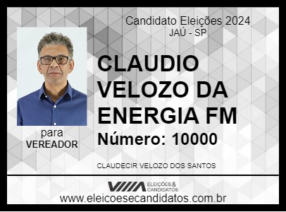 Candidato CLAUDIO VELOZO DA ENERGIA FM 2024 - JAÚ - Eleições