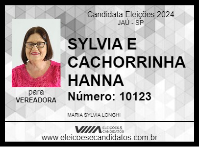 Candidato SYLVIA E CACHORRINHA HANNA 2024 - JAÚ - Eleições