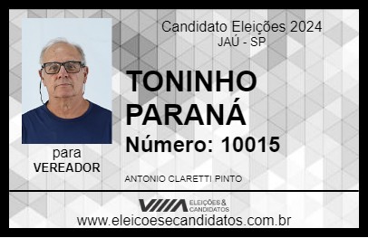 Candidato TONINHO PARANÁ 2024 - JAÚ - Eleições