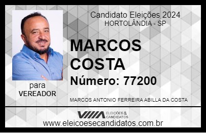 Candidato MARCOS COSTA 2024 - HORTOLÂNDIA - Eleições