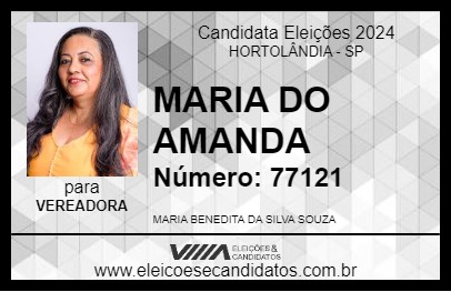 Candidato MARIA DO AMANDA 2024 - HORTOLÂNDIA - Eleições