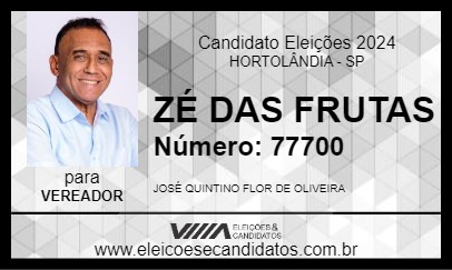 Candidato ZÉ DAS FRUTAS 2024 - HORTOLÂNDIA - Eleições