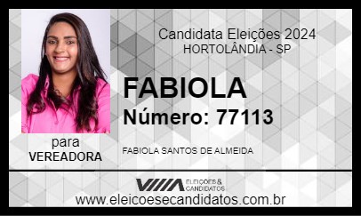 Candidato FABIOLA 2024 - HORTOLÂNDIA - Eleições