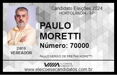 Candidato PAULO MORETTI 2024 - HORTOLÂNDIA - Eleições