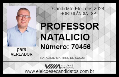 Candidato PROFESSOR NATALICIO 2024 - HORTOLÂNDIA - Eleições