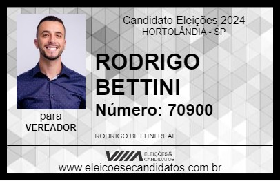 Candidato RODRIGO BETTINI 2024 - HORTOLÂNDIA - Eleições