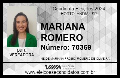 Candidato MARIANA ROMERO 2024 - HORTOLÂNDIA - Eleições