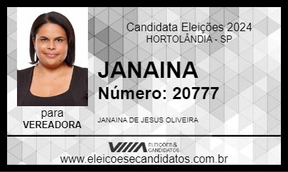 Candidato JANAINA 2024 - HORTOLÂNDIA - Eleições