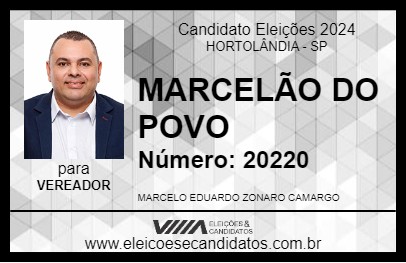 Candidato MARCELÃO DO POVO 2024 - HORTOLÂNDIA - Eleições