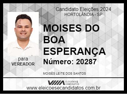 Candidato MOISES DO BOA ESPERANÇA 2024 - HORTOLÂNDIA - Eleições